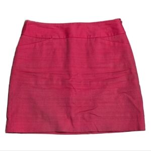 LOFT PETITES Women's Fuchsia Textured 100% Cotton Pencil Mini Skirt Size 4P‎ EUC